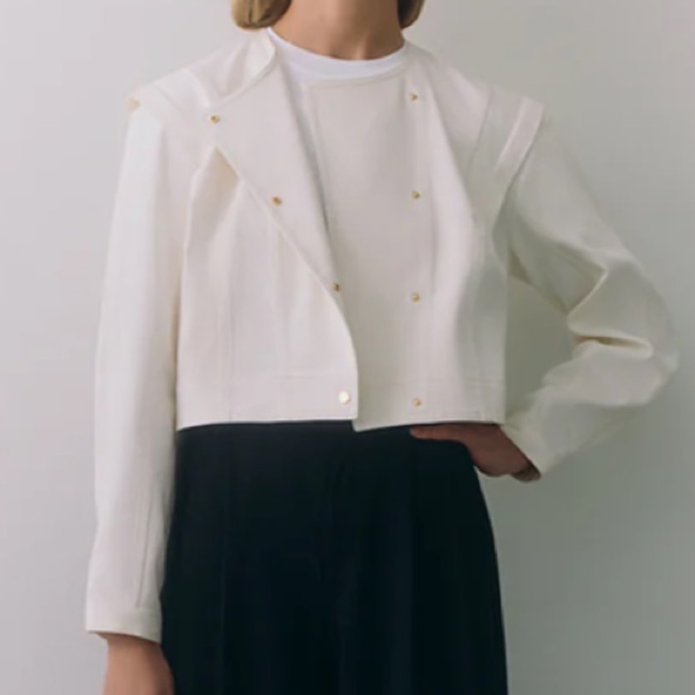 Cuyana New Light Sculpted Jacket Ecru Size XL